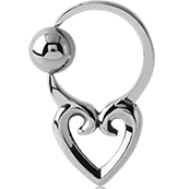 Surgical Steel Heart Ball Closure Ring